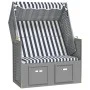 Silla playa Strandkorb con dosel ratán PE y madera azul blanco de vidaXL, Tumbonas - Ref: Foro24-318651, Precio: 268,51 €, De...