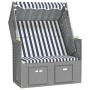 Silla playa Strandkorb con dosel ratán PE y madera azul blanco de vidaXL, Tumbonas - Ref: Foro24-318651, Precio: 290,80 €, De...