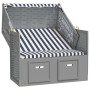 Silla playa Strandkorb con dosel ratán PE y madera azul blanco de vidaXL, Tumbonas - Ref: Foro24-318651, Precio: 290,80 €, De...