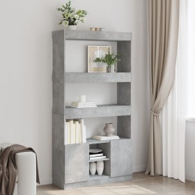 Aparador alto madera de ingeniería gris hormigón 92x33x180 cm en Librerías y estanterías | Comprar online en Foru.es
