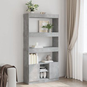 Aparador alto madera de ingeniería gris hormigón 92x33x180 cm en Librerías y estanterías | Comprar online en Foru.es