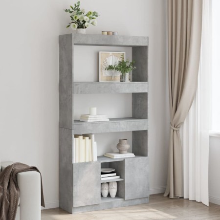 Aparador alto madera de ingeniería gris hormigón 92x33x180 cm en Librerías y estanterías | Comprar online en Foru.es