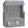 Silla playa Strandkorb con dosel ratán PE y madera azul blanco de vidaXL, Tumbonas - Ref: Foro24-318651, Precio: 268,51 €, De...