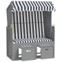 Silla playa Strandkorb con dosel ratán PE y madera azul blanco de vidaXL, Tumbonas - Ref: Foro24-318651, Precio: 290,80 €, De...