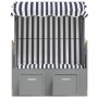 Silla playa Strandkorb con dosel ratán PE y madera azul blanco de vidaXL, Tumbonas - Ref: Foro24-318651, Precio: 290,80 €, De...