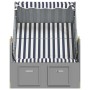 Silla playa Strandkorb con dosel ratán PE y madera azul blanco de vidaXL, Tumbonas - Ref: Foro24-318651, Precio: 290,80 €, De...