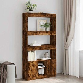 Aparador alto madera de ingeniería roble ahumado 92x33x180 cm en Librerías y estanterías | Comprar online en Foru.es