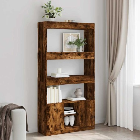 Aparador alto madera de ingeniería roble ahumado 92x33x180 cm en Librerías y estanterías | Comprar online en Foru.es