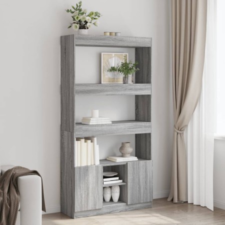 Aparador alto madera de ingeniería gris Sonoma 92x33x180 cm en Librerías y estanterías | Comprar online en Foru.es