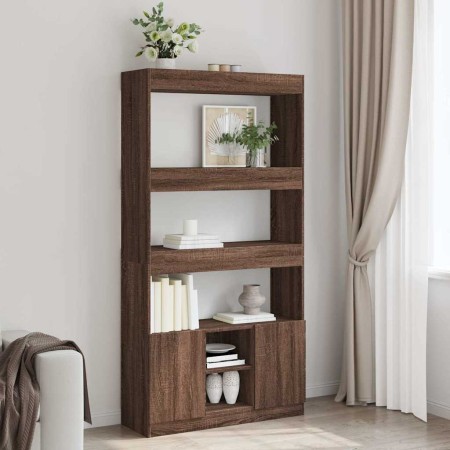 Aparador alto madera de ingeniería roble marrón 92x33x180 cm en Librerías y estanterías | Comprar online en Foru.es
