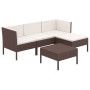 Set muebles de jardín 5 pzas y cojines ratán sintético marrón de vidaXL, Conjuntos de jardín - Ref: Foro24-3094375, Precio: 3...