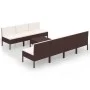 Set muebles de jardín 8 pzas y cojines ratán sintético marrón de vidaXL, Conjuntos de jardín - Ref: Foro24-3094327, Precio: 5...