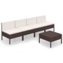 Set muebles de jardín 5 pzas y cojines ratán sintético marrón de vidaXL, Conjuntos de jardín - Ref: Foro24-3094323, Precio: 3...