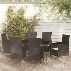 Juego de comedor de jardín 7 piezas ratán sintético negro de vidaXL, Conjuntos de jardín - Ref: Foro24-3094844, Precio: 495,8...