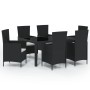 Juego de comedor de jardín 7 piezas ratán sintético negro de vidaXL, Conjuntos de jardín - Ref: Foro24-3094844, Precio: 473,8...