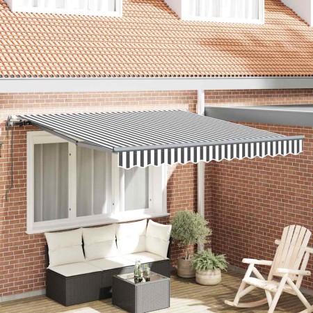 Toldo retráctil automático gris antracita y blanco 300x250 cm en Toldos | Comprar online en Foru.es