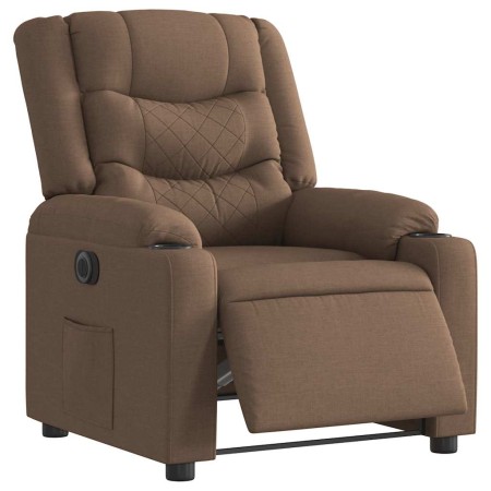 Sillón reclinable eléctrico de tela marrón en Sillones | Comprar online en Foru.es
