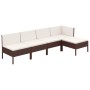 Set muebles de jardín 5 pzas y cojines ratán sintético marrón de vidaXL, Conjuntos de jardín - Ref: Foro24-3094367, Precio: 3...