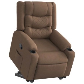 Sillón reclinable elevable de tela marrón en Sillones | Comprar online en Foru.es