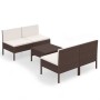 Set muebles de jardín 5 pzas y cojines ratán sintético marrón de vidaXL, Conjuntos de jardín - Ref: Foro24-3094307, Precio: 3...