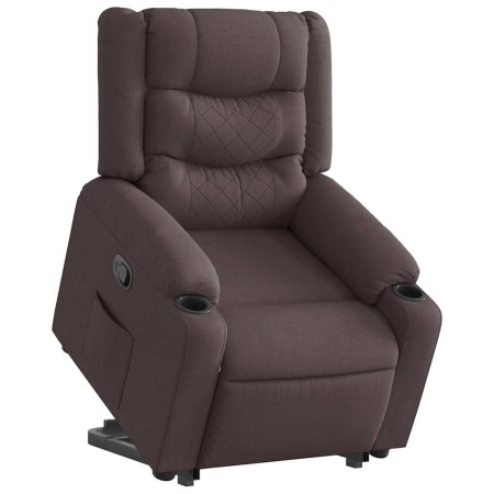 Sillón reclinable elevable tela marrón oscuro en Sillones | Comprar online en Foru.es
