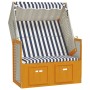 Silla playa Strandkorb dosel ratán sintético madera blanco azul de vidaXL, Tumbonas - Ref: Foro24-318655, Precio: 264,87 €, D...