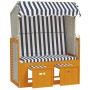 Silla playa Strandkorb dosel ratán sintético madera blanco azul de vidaXL, Tumbonas - Ref: Foro24-318655, Precio: 264,87 €, D...