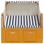 Silla playa Strandkorb dosel ratán sintético madera blanco azul de vidaXL, Tumbonas - Ref: Foro24-318655, Precio: 264,87 €, D...