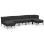 Set de muebles de jardín 7 pzas cojines ratán sintético negro de vidaXL, Conjuntos de jardín - Ref: Foro24-3094541, Precio: 4...