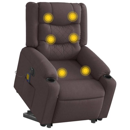 Sillón masaje eléctrico reclinable elevable tela marrón oscuro en Sillones | Comprar online en Foru.es