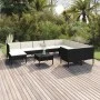 Set muebles de jardín 11 pzas y cojines ratán sintético negro de vidaXL, Conjuntos de jardín - Ref: Foro24-3094504, Precio: 9...