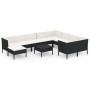 Set muebles de jardín 11 pzas y cojines ratán sintético negro de vidaXL, Conjuntos de jardín - Ref: Foro24-3094504, Precio: 9...