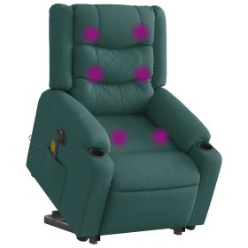 Sillón masaje eléctrico reclinable elevable tela verde oscuro en Sillones | Comprar online en Foru.es