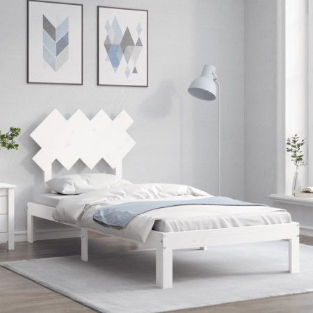 Estructura de cama con cabecero madera maciza blanco 90x200 cm de vidaXL, Camas y somieres - Ref: Foro24-3193712, Precio: 104...