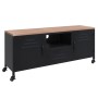 Mueble TV hierro y madera maciza de abeto negro 110x30x43 cm de vidaXL, Muebles TV - Ref: Foro24-340766, Precio: 245,28 €, De...