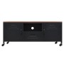 Mueble TV hierro y madera maciza de abeto negro 110x30x43 cm de vidaXL, Muebles TV - Ref: Foro24-340766, Precio: 245,28 €, De...