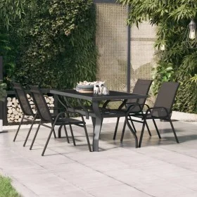 Mesa de jardín acero y vidrio gris y negro 140x70x70 cm de vidaXL, Mesas de jardín - Ref: Foro24-318770, Precio: 188,28 €, De...