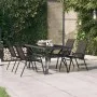 Mesa de jardín acero y vidrio gris y negro 140x70x70 cm de vidaXL, Mesas de jardín - Ref: Foro24-318770, Precio: 188,28 €, De...