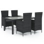 Juego de comedor de jardín 5 pzas con cojines ratán PE negro de vidaXL, Conjuntos de jardín - Ref: Foro24-3094867, Precio: 42...