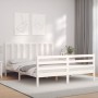 Estructura de cama con cabecero madera maciza blanco 160x200 cm de vidaXL, Camas y somieres - Ref: Foro24-3193867, Precio: 13...