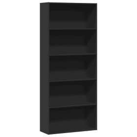 Estantería madera ingeniería negra 80x30x189 cm en Librerías y estanterías | Comprar online en Foru.es