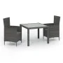 Set comedor de jardín 3 piezas con cojines ratán sintético gris de vidaXL, Conjuntos de jardín - Ref: Foro24-3094873, Precio:...