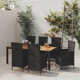 Juego de comedor de jardín 7 piezas ratán sintético negro de vidaXL, Conjuntos de jardín - Ref: Foro24-3094861, Precio: 596,1...