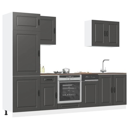 Mueble de cocina Kalmar negra 7 piezas madera contrachapada en Armarios de cocina | Comprar online en Foru.es