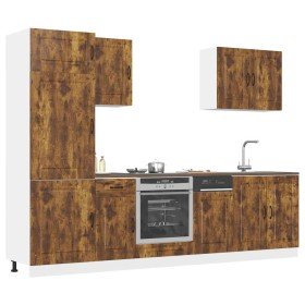 Mueble cocina Kalmar roble ahumado 7 pzas madera contrachapada en Armarios de cocina | Comprar online en Foru.es