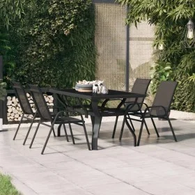 Mesa de jardín acero y vidrio negra 140x70x70 cm de vidaXL, Mesas de jardín - Ref: Foro24-318768, Precio: 161,12 €, Descuento: %
