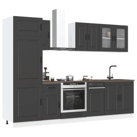 Mueble de cocina Kalmar negra 8 piezas madera contrachapada en Armarios de cocina | Comprar online en Foru.es