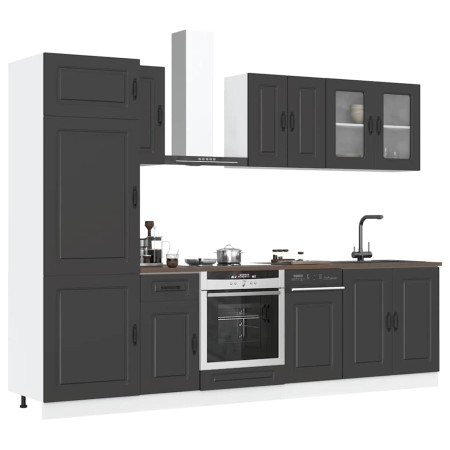 Mueble de cocina Kalmar negra 8 piezas madera contrachapada en Armarios de cocina | Comprar online en Foru.es