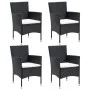 Set comedor de jardín 5 pzas con cojines ratán sintético negro de vidaXL, Conjuntos de jardín - Ref: Foro24-3094975, Precio: ...
