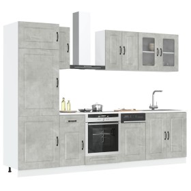 Mueble cocina Kalmar gris hormigón 8 pzas madera contrachapada en Armarios de cocina | Comprar online en Foru.es